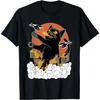 Figured Vintage Japanese Catzilla Sunset Black Cat T-Shirt Funny Graphic Tshirt Novelty Tee