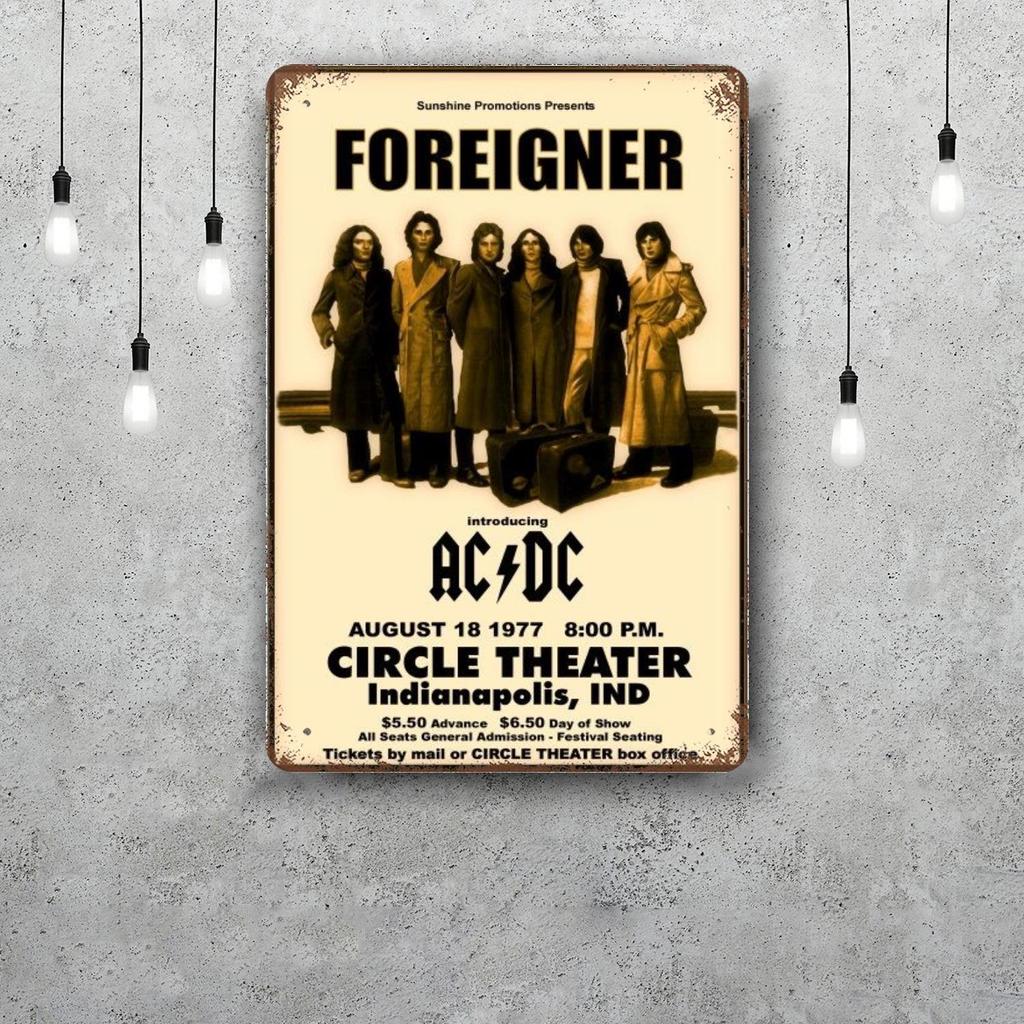 Foreigner Band Retro Vintage Tin Sign Poster Decorative Plaque Metal Plate Wall Decor