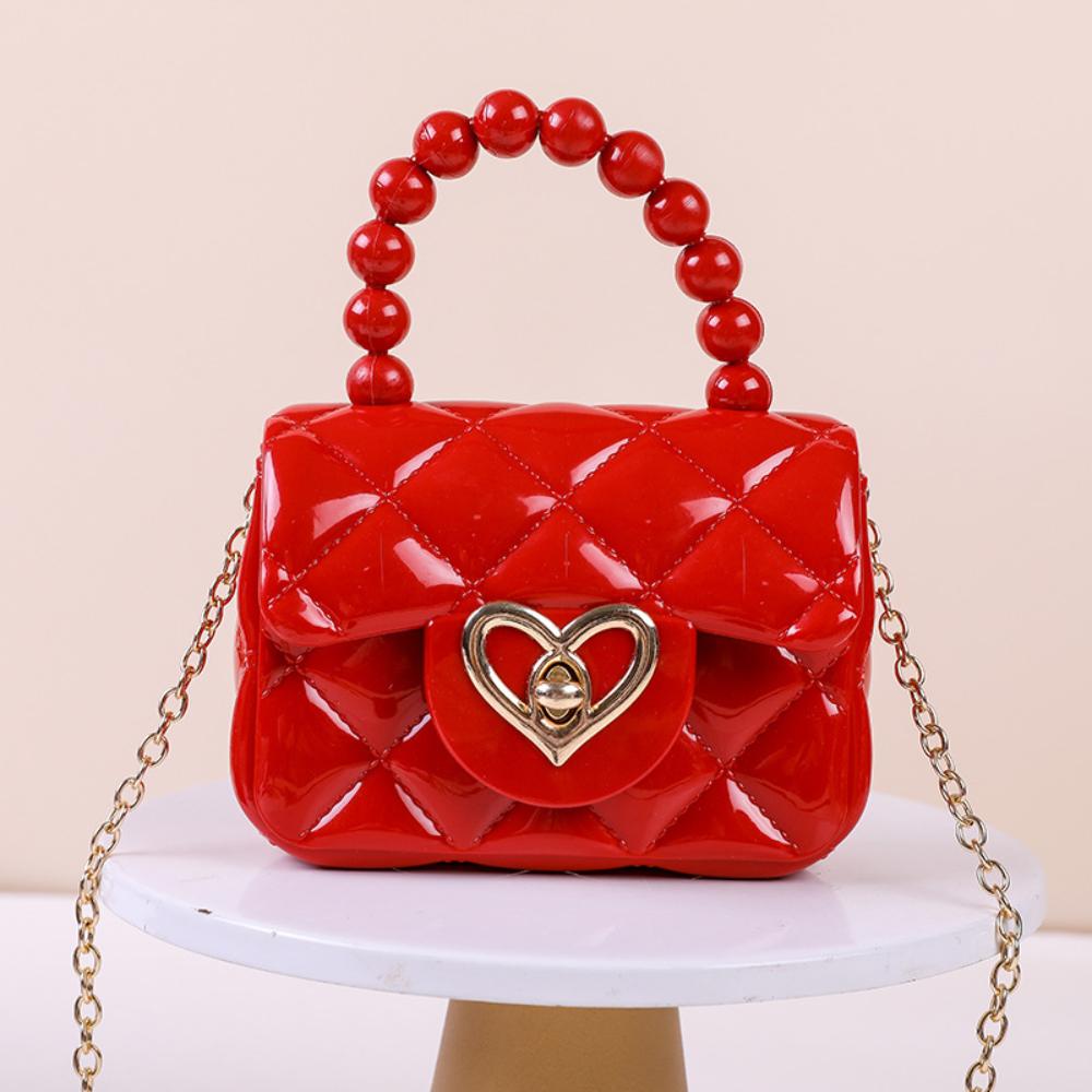 New jelly handbag, candy-colored, single-shoulder crossbody mini chain key pearl hand-held jelly bag