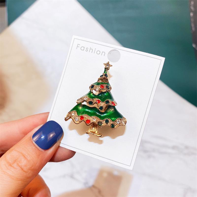 Yimu Alloy Christmas Brooch - Santa Claus & Tree Ornament Corsage