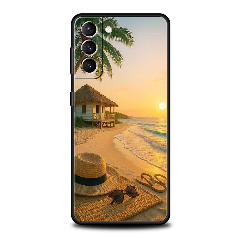 Summer Beach Phone Case Cover for Samsung Galaxy S26 S25 S24 S23 S22 S20 S21 FE Ultra S25 Edge Plus 5G Soft TPU Shell Fundas Bag
