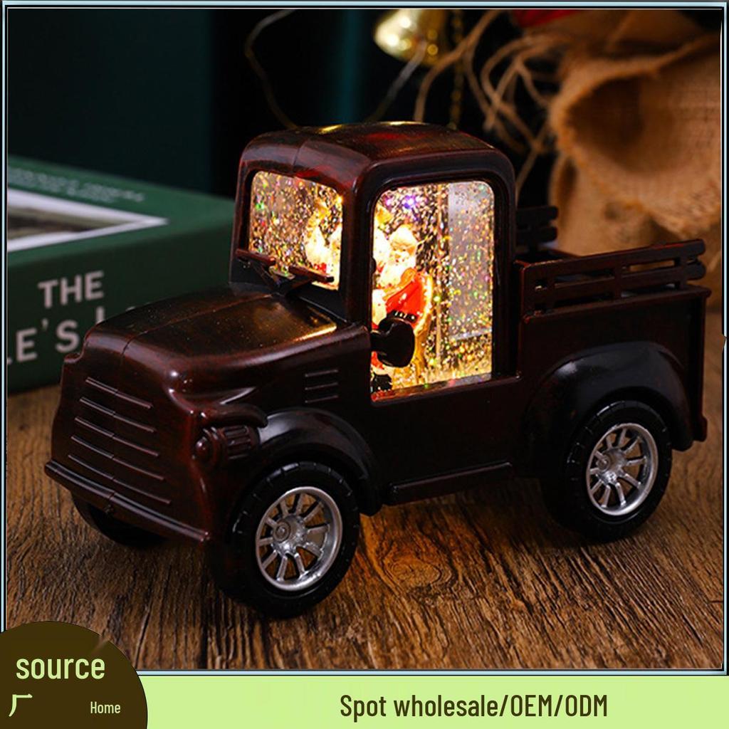 Christmas Snowfall Lantern Truck Ornament: Water-Filled Decorative Craft Toy Gift