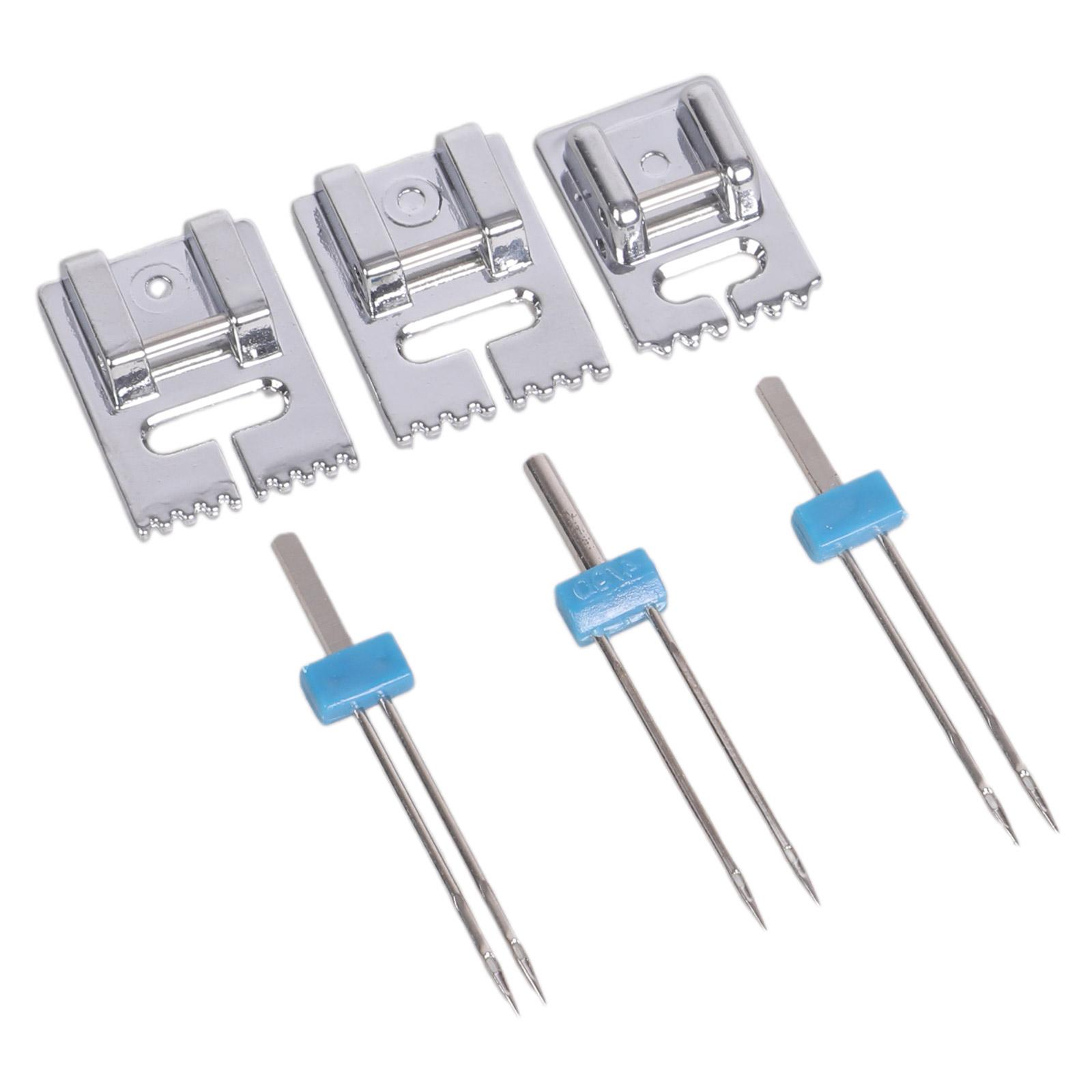 

Набор из 3-х игл с прижимной лапкой для шитья защипов для бытовой швейной машины 2/90 3/90 4/90 Швейная машина с двойной иглой A