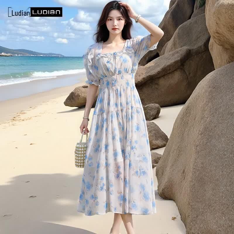

LUDIan Elegant Square Neck A-Line Maxi Dress 3XL