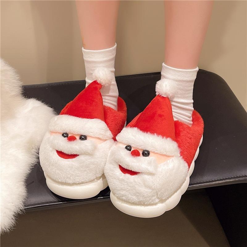 New creative Santa Claus cotton slippers autumn and winter home indoor couple slippers thick-soled fluffy cotton slippers