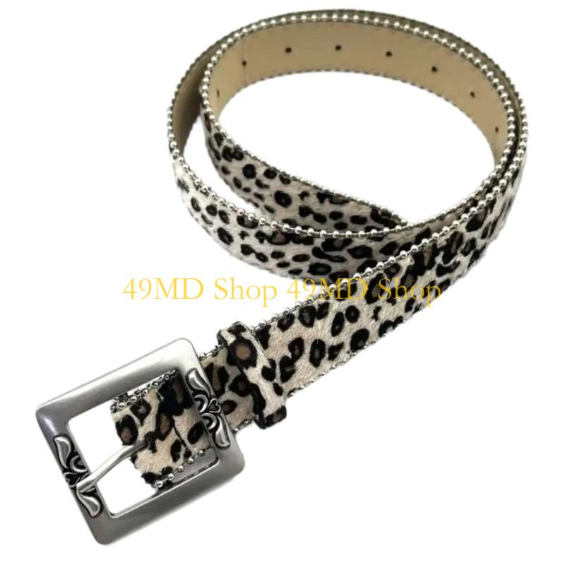 49MD Retro Waist Belt Chain for Dress Stage Dancing for Women Girls Leopard Print