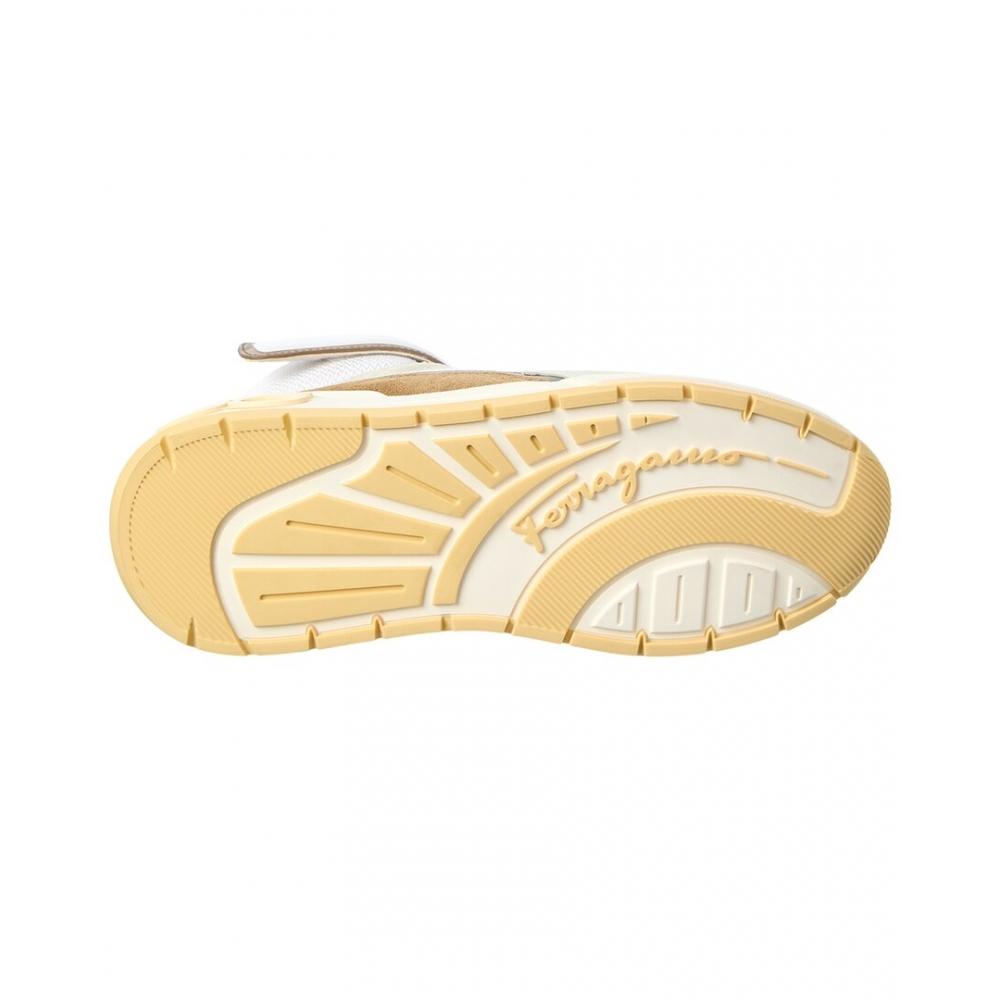 Salvatore Ferragamo Ferragamo Cosma Leather   Mesh High Top Sneaker White