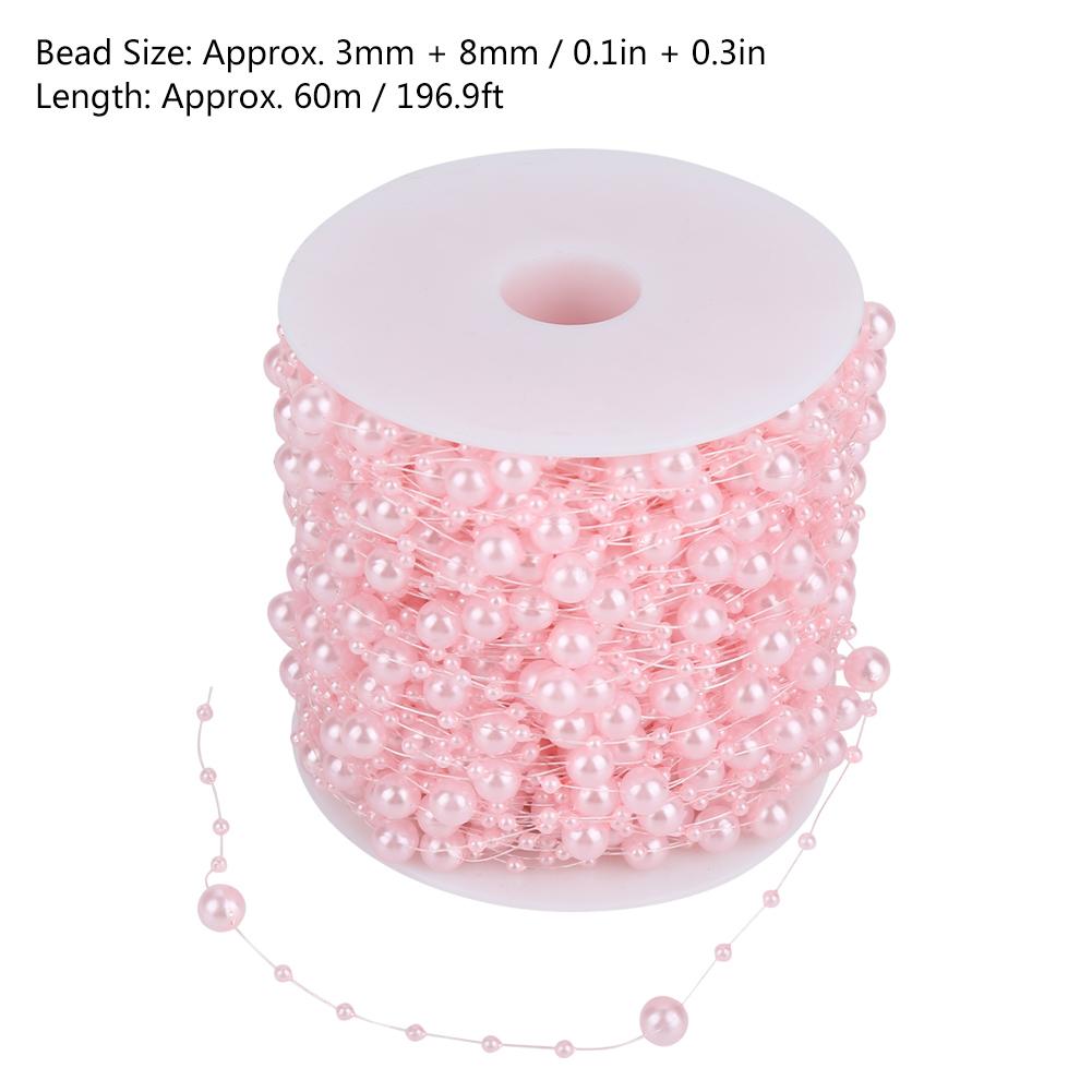 60mCelsiusroll Grinding Pearl Wire Beads Garland String Wedding Decoration 3mm+8mm(white)