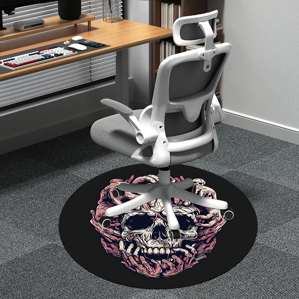 1PC Skull Hands Office Round Area Rug, Mat Suitable ForOffice, Under Office Chairs Bedroom Living Room Home Decor, Room Deco