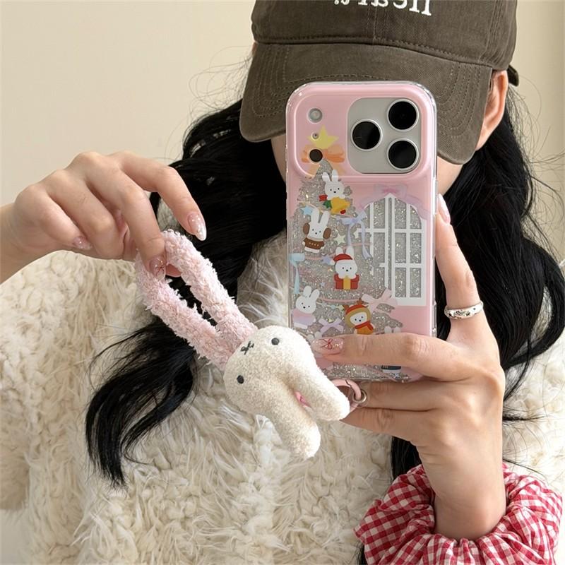 

Korean Embroidery Star Plush Phone Case For iPhone 17 Pro 16 15 14 Pro Max Cover with Stand Fashion Cute Fluffy Cases For iPhone For iPhone 17ProMax