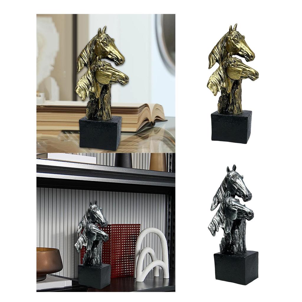 Horse Head Statue Animal Sculpture Tabletop Ornament Collectible Art Figurine