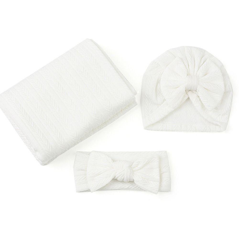 Solid Color Infant Swaddle Blanket Wrap with Bowknot Baby Receiving Blanket  Infant Care