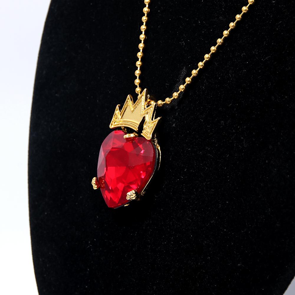 Movie Descendants Necklace Evie Fairest Red Heart Crown Pendant Necklace for Women Jewelrry Accessories