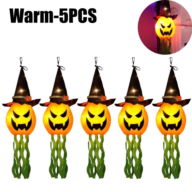 Outdoor Hanging Pumpkin Witch Hat LED Light Halloween Decor 3 Mode Glow Garden Yard Party Decorations Weatherproof Festive