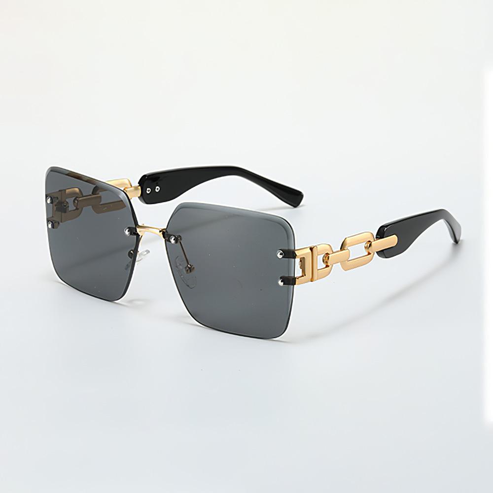 New In Vintage Sunglasses For Women Modern Stylish Frameless Glasses Golden Chain Gradient Lenses Glasses Women Sun Glasses