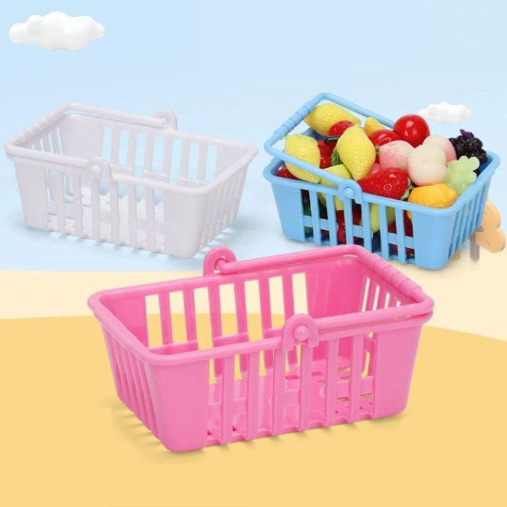 5pcs Multicolors Basket Toys Mini Shopping Hand Basket Model Doll House