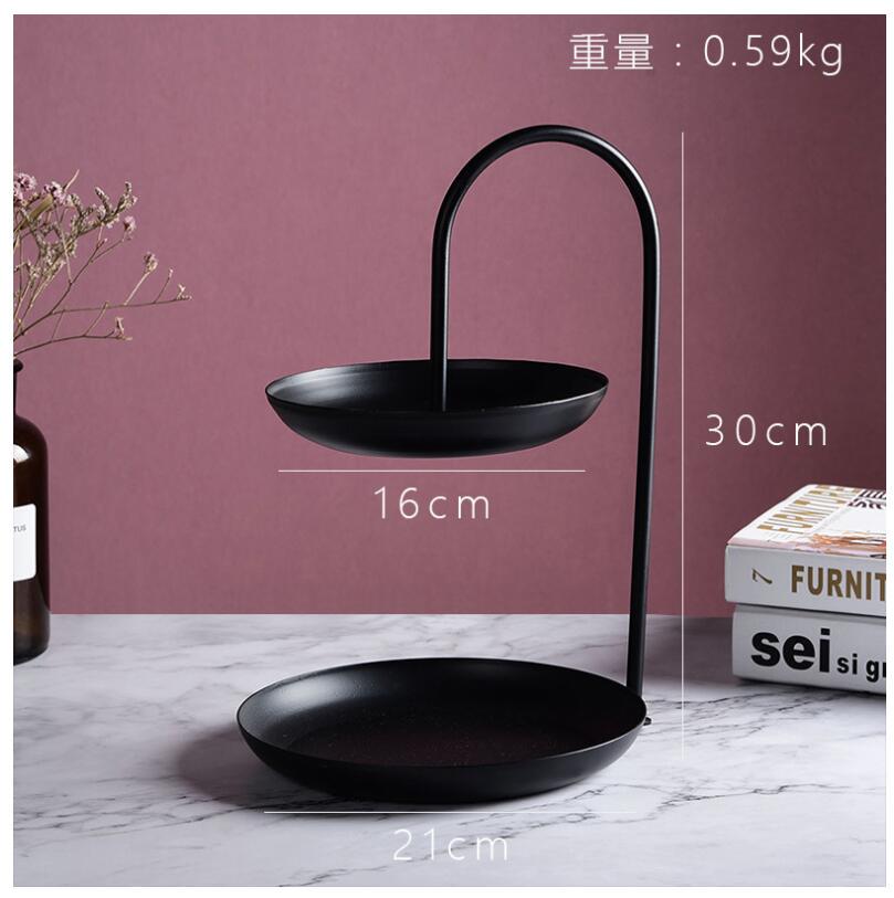 Nordic Licht Luxus Kuchen Obst Platte Eingang Schlüssel Doppel-schicht Abnehmbare Desktop Regal Schmuck Snack