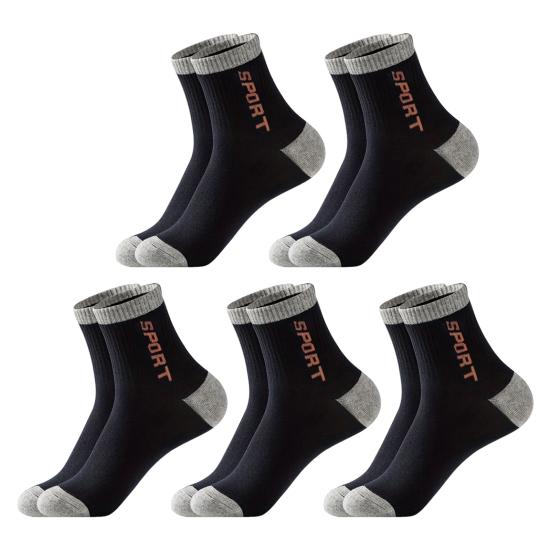 5 Pairs Men's Crew Socks Moisture-Wicking Athletic Socks Soft Breathable