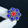 Natural Lapis Lazuli, Red Coral Gemstone Handmade 925 Sterling Silver Ring - Bohemian Jewelry Ring - Handmade Boho Jewelry for Women & Men, Gifts