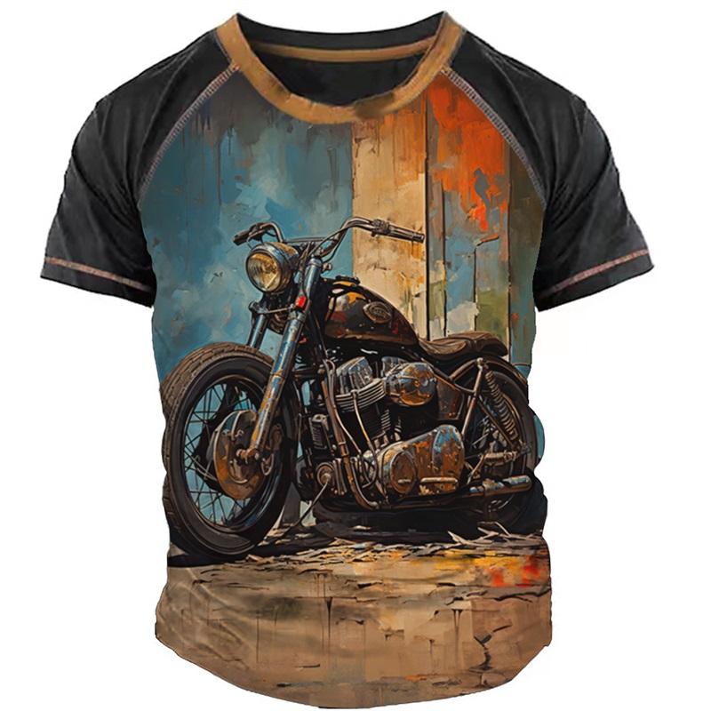 Vintage Motorcycle T Shirts For Men 3d Print Graphics T-shirts For Men Short Sleeve Male Motorcycle Shirts Tee Tops Streetwear