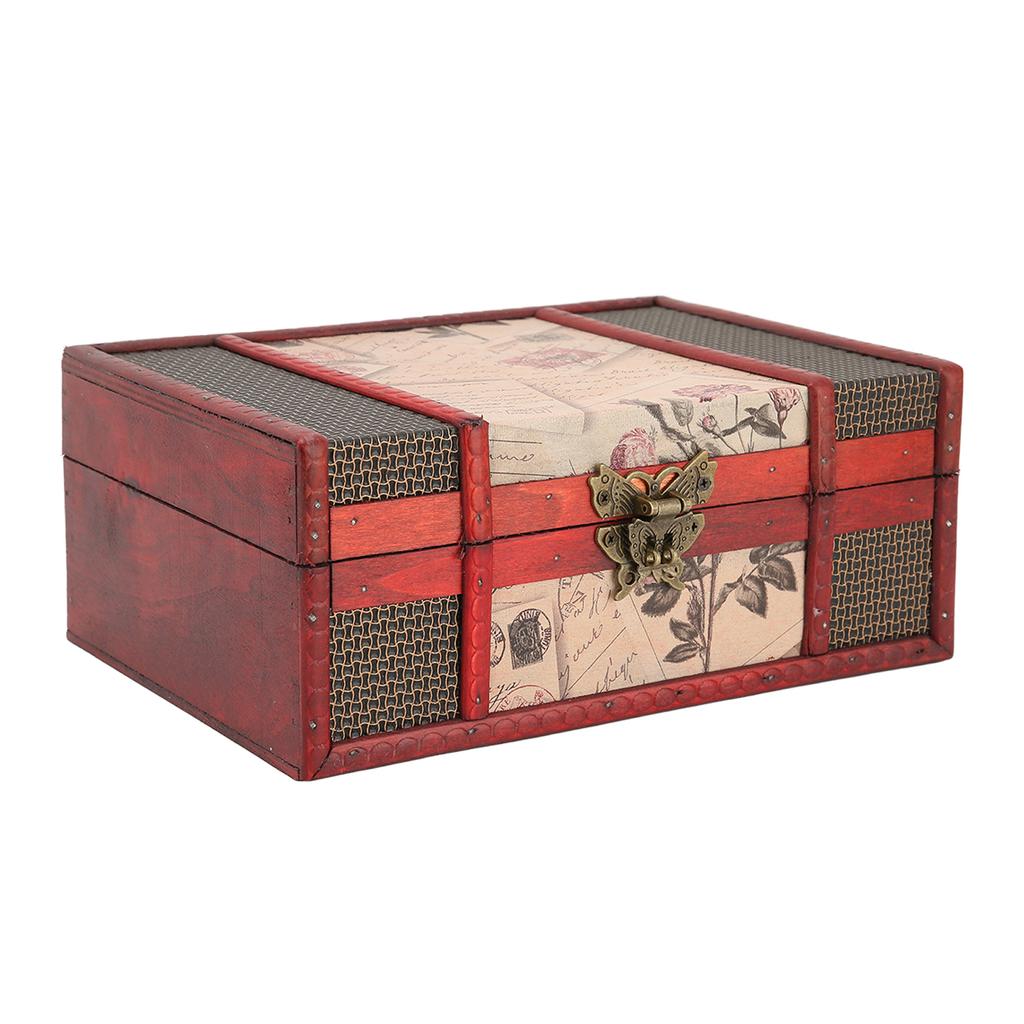 Vintage Wooden Storage Box Elegant Jewelry Necklace Bracelet Book Organizer Case Home Decoration