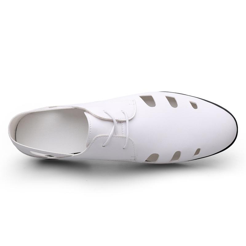 Men's Leather Sandals Moccasins Men Business Dress Sandals Italian Style Handmade Leather White Black Office Shoes Men Sandalias