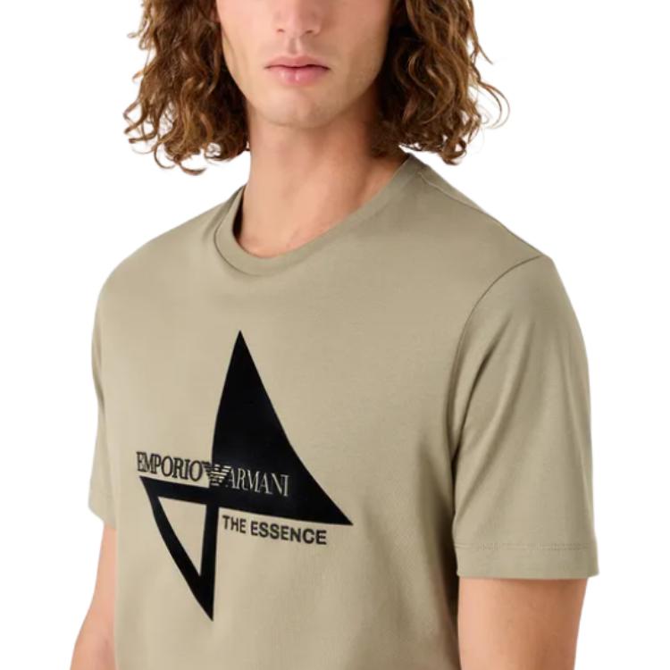 Emporio Armani Loose Fit Round Neck Letter Short Sleeve T-Shirt Men tops Green 7V1T6Q1-J7FZ1-0544