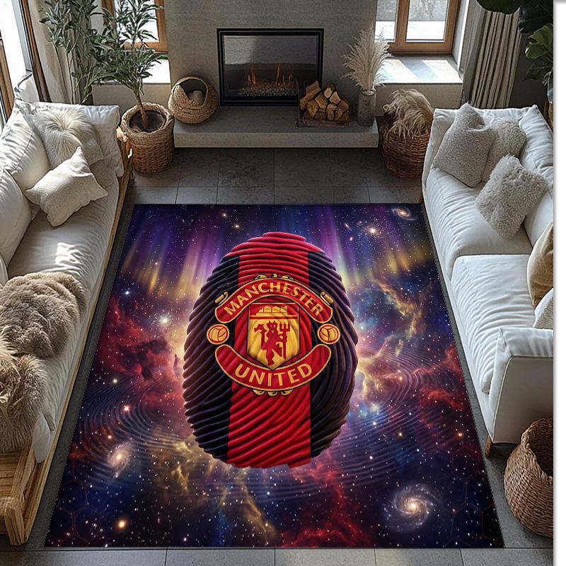 Tappeto in Flanella Stampato Manchester United Antiscivolo Morbido Poliestere Tappeto per Pavimento Tappetino Decorativo per Interni per Camera da Letto Soggiorno Divano