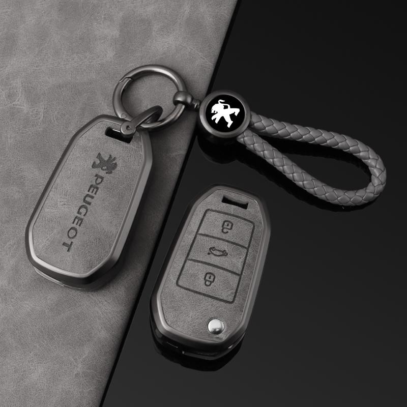 Zinc Alloy Leather Car Flip Remote Key Case Cover Shell Bag For Peugeot 208 308 408 508 2008 3008 4008 5008 Keychain Accessories