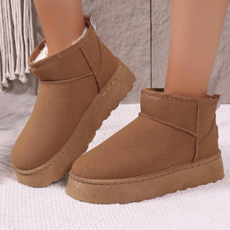 Women's 2024 High-Sole Waterproof Fur Boots - Thick, Warm Cotton Snow Boots for Autumn & Winter