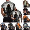 Men's Halloween Graphic T Shirt Loose Fit Casual Short Sleeve Top Ghost Print Bats Pattern Lightweight Breathable Fabric