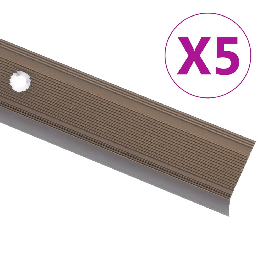 Nez de marche Forme en L 5 pcs Aluminium 100 cm Marron