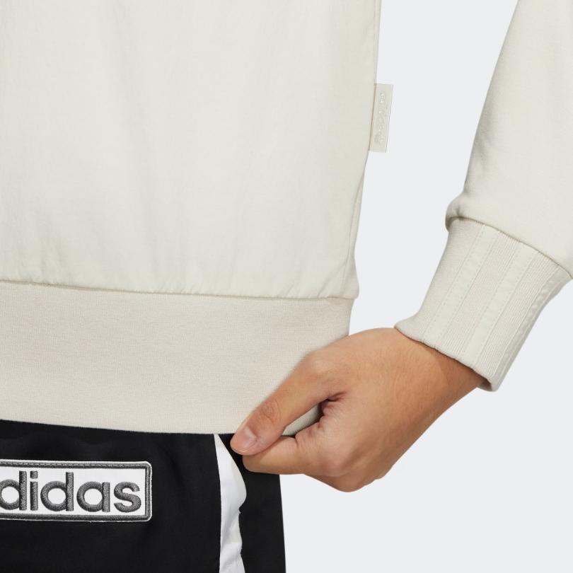 Adidas Originals Trefoil Print Logo Cropped Long Sleeve Sweatshirt Women sweatshirt Off-White HJ7310