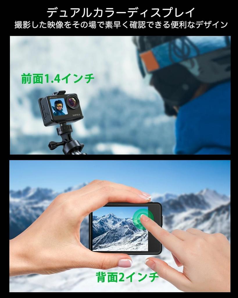 Surfola SF530Max Action Camera with Wired Microphone and 32GB 4K 24MP Dual Color Underwater Remote EIS Image 40m 1080P HDMI Two HDMI Outputs Wireless