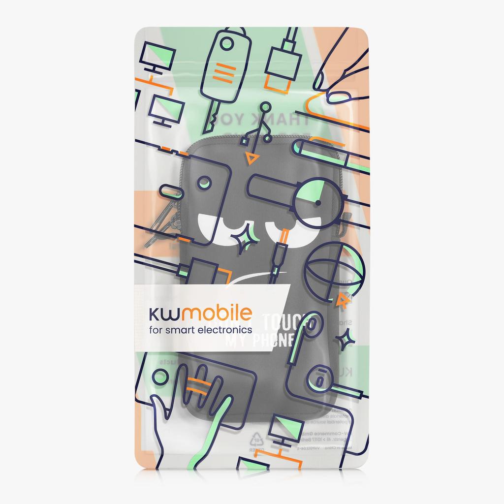 kwmobile Smartphone Shoulder Bag XL Fits Neoprene Neck Strap Protective Case with Touch My Design - 6.7/6.8" - "Don't Phone"