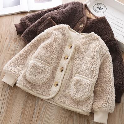 Fall Winter Boys Clothes for Girls Korean Cardigan Granular Velvet  Loose Lamb Velvet Warm Children's Jacket Coat for Girls