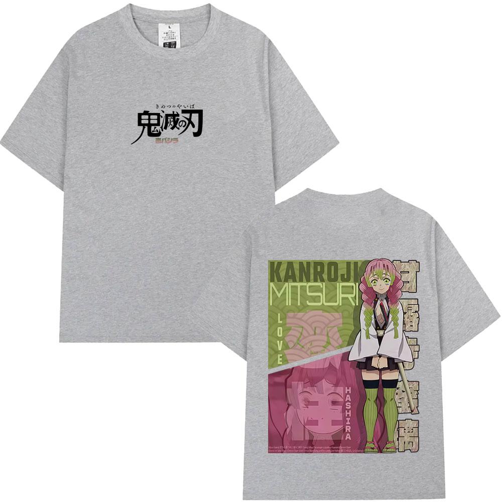 Anime Demon Slayer Love Hashira Kanroji Mitsuri Graphic Tshirt Men Women Fashion Casual Oversized T Shirts Unisex Cotton Tshirt
