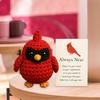 Yousheng Crochet Red Bird Emotional Support Ornament with Inspirational Card Pocket-Sized Hug Companion Positive Bird Gift for Women Loved Ones