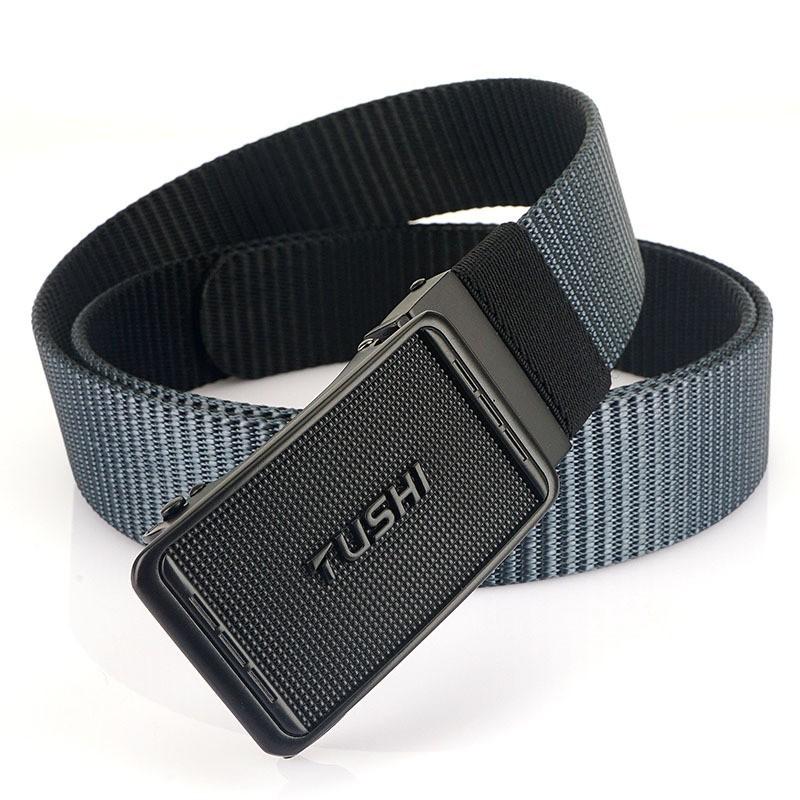 Men's Nylon Canvas Belt Rotating Automatic Buckle Casual All-matching Double-sided Color Overalls Strap