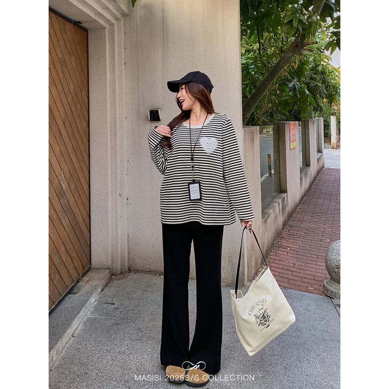 Maxi Plus Size Women's Clothing Show Thin Black High-Waisted Boot-Cut Pants Spring Plus Size Ladies Loose Elastic Straight Casual Pants