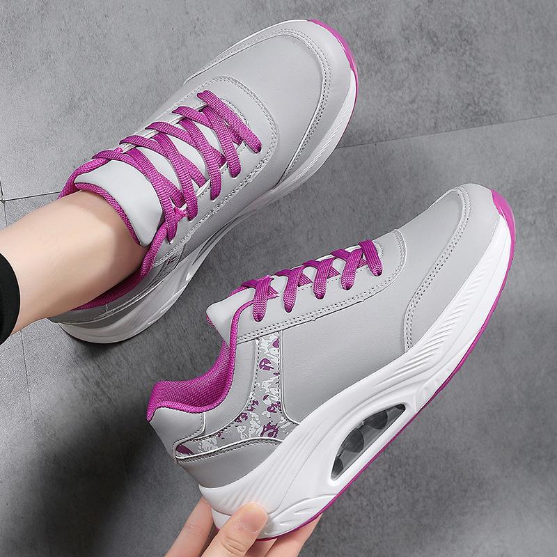 New women's shoes short white shoes student soft-soled sports and leisure shoes thick-soled heightening rocking shoes leather surface