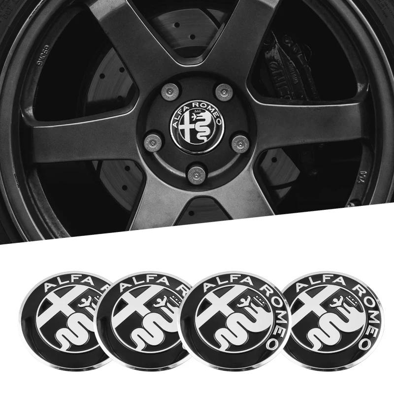 Autostickers Voor Alfa Romeo 4 stuks 56mm Wielnaafdop Naafdop Badge Sticker Embleem Decal Auto Accessoires Voor Alfa Romeo 4C 159 166
