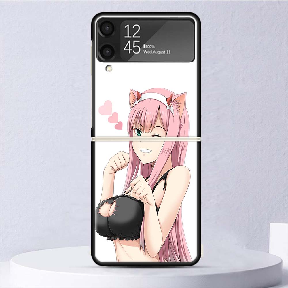 Zero Two Darling In The Franxx 02 Shockproof Case For Samsung Galaxy Z Flip 7 6 5 4 3 5G Phone Cover Z Flip3 Flip4 Flip5 Flip6 F