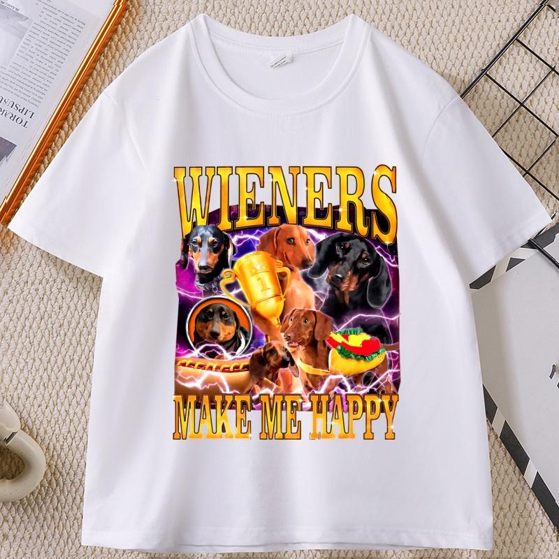 Funny Wiener Dog TShirt for Unisex Women Dachshund Graphic T Shirts Cotton Shortsleeved Unisex Clothing Harajuku Streetwear