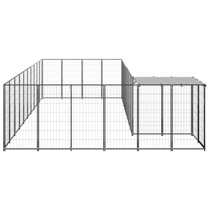VidaXL Chenil Noir 19,36 m² Acier Enclos pour Chiots Cage Chiens Extérieur 3082239