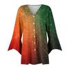 Women's Loose Casual Printed Seven Sleeve Button Down Shirt Cardigan Top