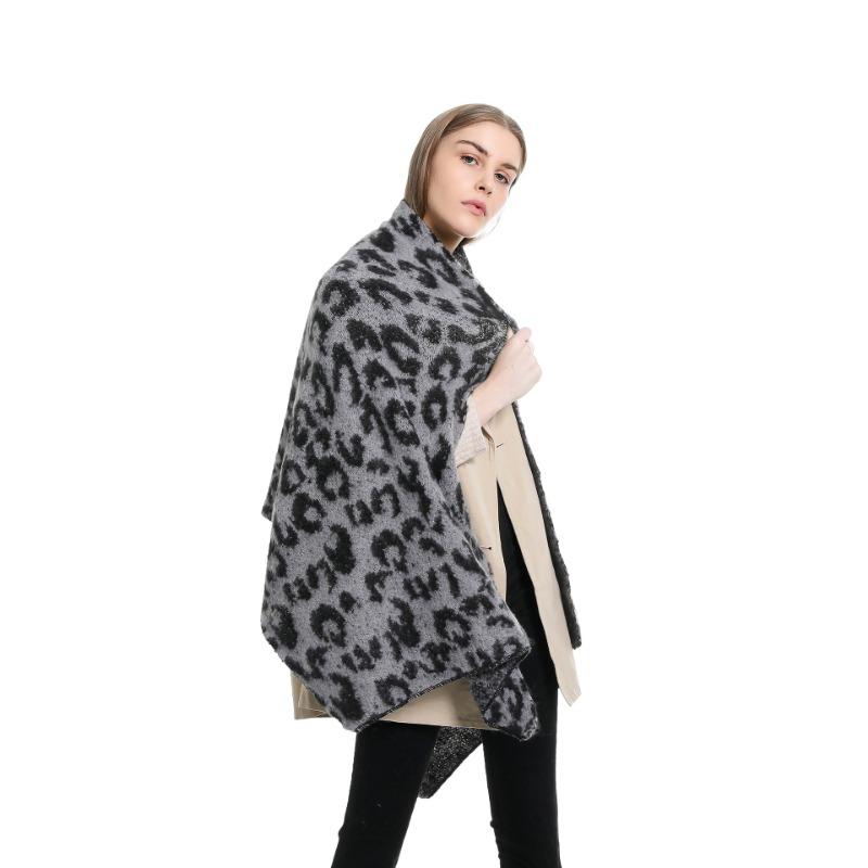 Leopard Print Faux Cashmere Warm Fashionable Versatile Women Scarf