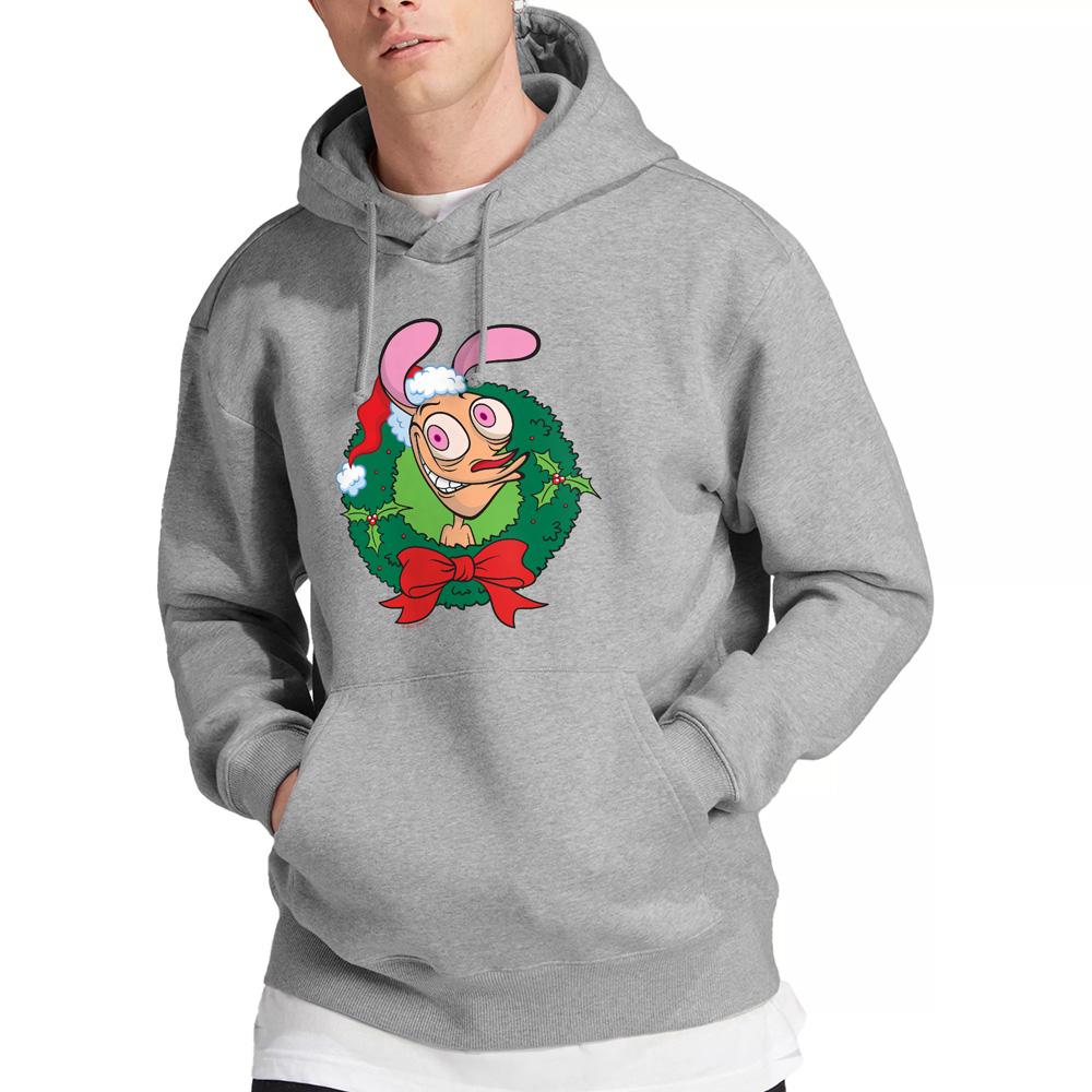 Ren & Stimpy Mens Wreath Christmas Hoodie