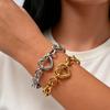 Trendy Hollow Heart Love Buckle Stainless Steel Chunky Thick Rolo Chain Bracelets for Women Fashion Punk Wrist Jewelry Gift