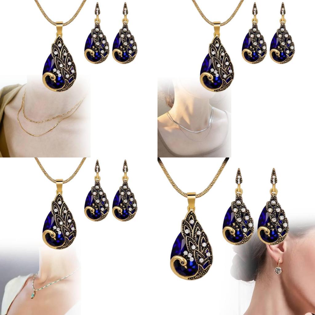 Elegant Alloy Peacock Jewelry Set Beautifully Crafted Gemstone Necklace And Earrings